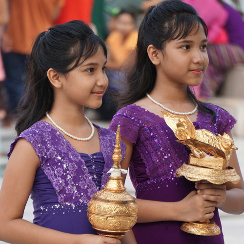 Burmese Girls at Shwedagon Pagoda